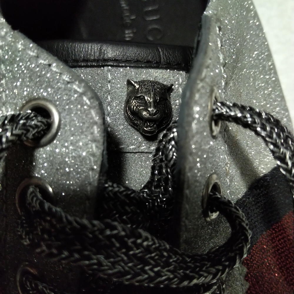 Authentic Gucci Men's Bambi Web Glitter Sneakers - Picture 7 of 9